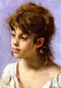 Portrait Of A Peasant Girl by Alexei Alexeivich Harlamoff