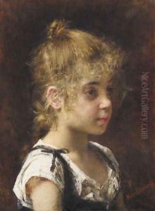 Portrait Of A Young Girl by Alexei Alexeivich Harlamoff
