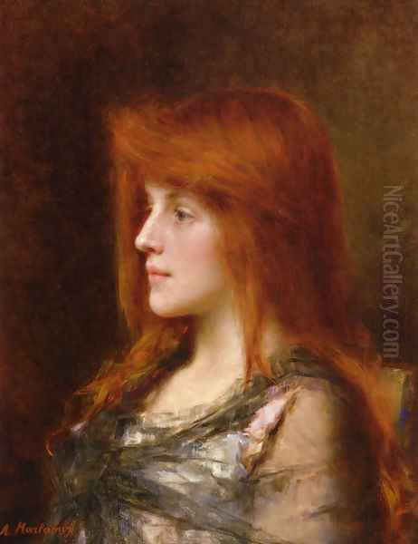 Portrait Of A Young Beauty by Alexei Alexeivich Harlamoff