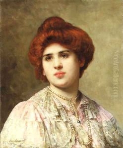 A auburn haired beauty in pearls