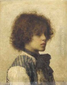A Young Boy wearing a Striped Vest