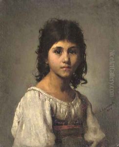 A young girl by Alexei Alexeivich Harlamoff
