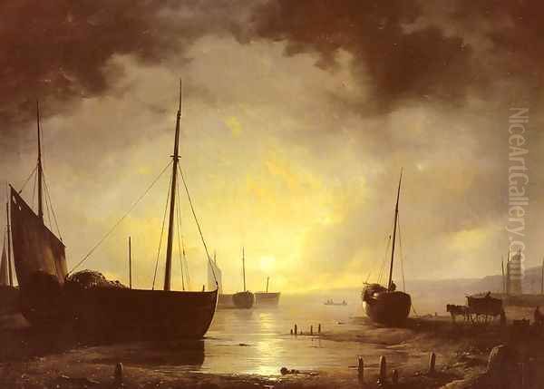 Beached Fishing Boats by Moonlight - view 1