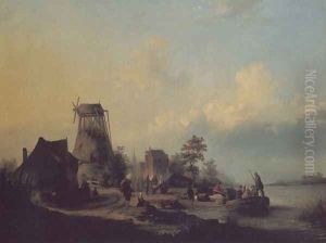 Figures by a Channel by Remigius Adriannus van Haanen