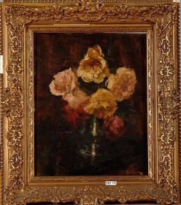 Vase De Roses by Alfred Bastien