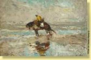 Pecheur De Crevettes A Cheval by Alfred Bastien