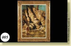 Baigneuse Dans La Baie De Bou Sadda (algerie) by Alfred Bastien
