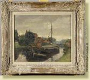 Peniche Sur Le Canal by Alfred Bastien