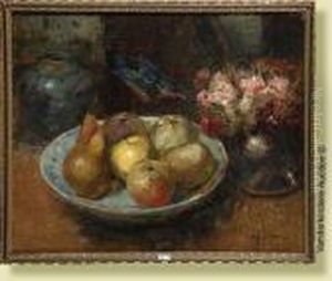 Nature Morte Aux Fruits Et Aux Fleurs by Alfred Bastien