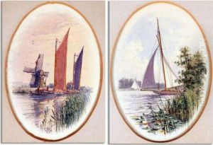 Broadland Landscapes With Wherries And Yacht by Stephen John Batchelder