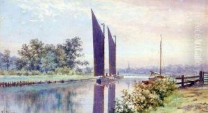 Two Wherries In Convoy At Sunset by Stephen John Batchelder