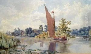 A Wherry Passing Horning Church by Stephen John Batchelder