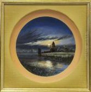 Wherrys Onthe Broads At Sunset And Moonlit Broads Scene Beside St Benetsabbey by Stephen John Batchelder