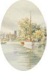 Sailing Dinghy Before Irstead Church, Norfolk Sailing Dinghy Before Irstead Church, Norfolk