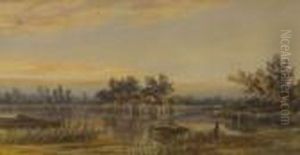 Broads Scene At Sunset by Stephen John Batchelder
