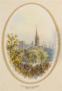 A View Of Norwich With The Cathedral, Castle And Church Spires