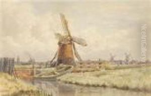 Windmills With Town Beyond Windmills With Town Beyond