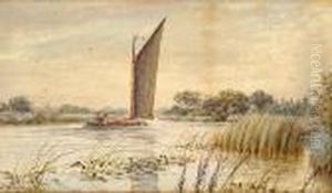 A Wherry On A Broadland River A Wherry On A Broadland River