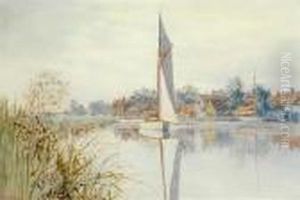 White Boats With Broadland Village Beyond White Boats With Broadland Village Beyond