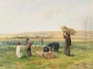 Girls Gathering Lupin Stalks Girls Gathering Lupin Stalks