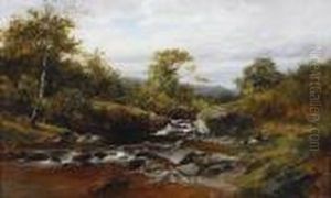 Figure And Dog By A Wooded River Figure And Dog By A Wooded River