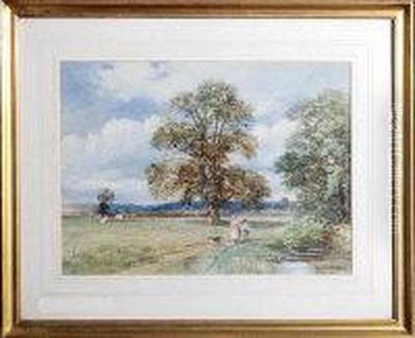 Country Landscape With Two Children And Their Dog - view 1
