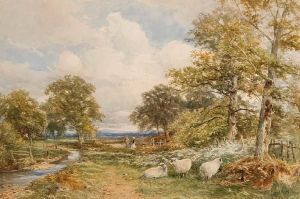 Girls Beside A Stream In A Mountainouslandscape Girls Beside A Stream In A Mountainouslandscape
