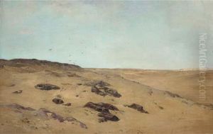 The Desert West To The Pyramids Of Gizeh by David Bates