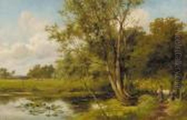 Figures By A Pond, Near Worcester - view 1