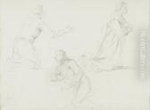 Three Figure Studies And Figure Studies Of Three Boys: A Double Sided Work