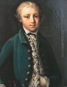Portrait Of A Young Boy, 
Traditionally Identified As A Young Horatio Nelson, Half-length, In A 
Blue Coat With A White Embroidered Waistcoat, And A Small Dog At His 
Side