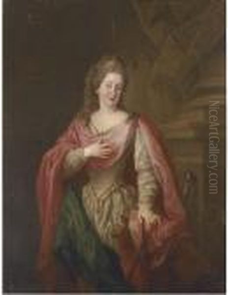 Portrait Of A Lady, Standing Three Quarter-length, As Saint Catherine Of Alexandria - view 1
