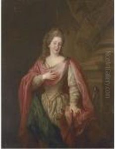 Portrait Of A Lady, Standing Three Quarter-length, As Saint Catherine Of Alexandria