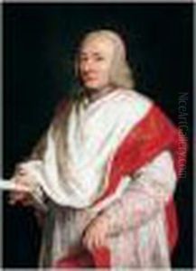 Portrait Of A Cardinal, 
Three-quarter Length, Holding A Letter In His Right Hand And His Biretta
 In The Left Hand by Pompeo Gerolamo Batoni