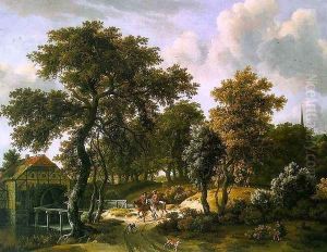 The Travelers 1662 by Meindert Hobbema