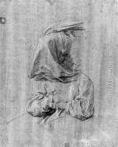 Two Drapery Studies Of A Seated Female Figure
