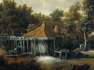 A Water Mill [detail #1] by Meindert Hobbema