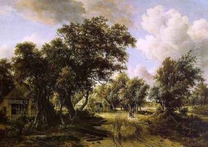Cottages beside a Track through a Wood by Meindert Hobbema