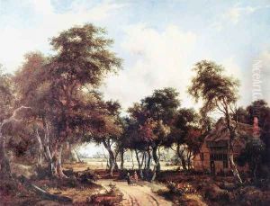 Landscape with Woods and Cottage by Meindert Hobbema