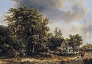 Wooded Landscape with Travellers by Meindert Hobbema