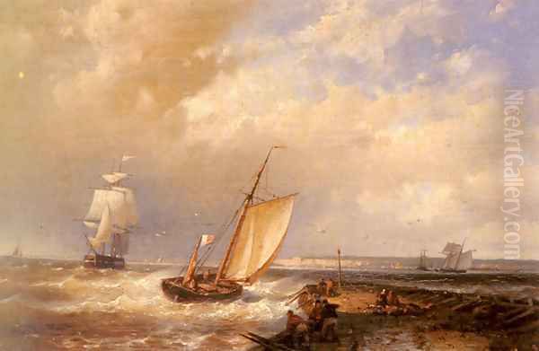 A Dutch Pink Heading Out To Sea, With Shipping Beyond - view 1