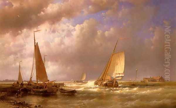 Dutch Barges At The Mouth Of An Estuary - view 1