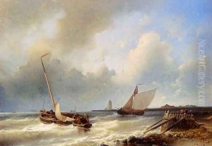 Shipping Off The Dutch Coast by Abraham Hulk Snr