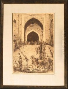 Horsemen Outside A Portal In Cairo