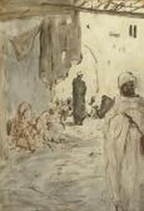 Straat In Fez: A Crowded Street In Marocco by Marius Bauer