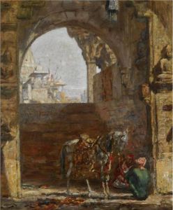 Figures And A Horse Under A Gateway, India by Marius Bauer