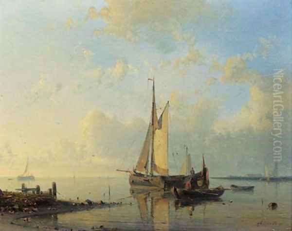 A calm rowing the tender to shore - view 1
