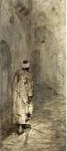 A Moorish Alley With An Arab Holding A Lantern