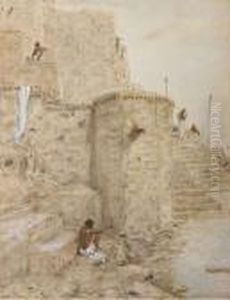 Benares: On The Banks Of The River Ganges by Marius Bauer