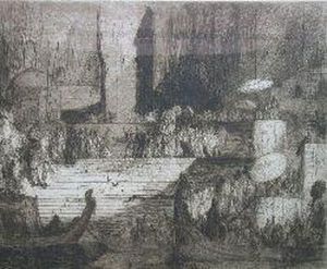 Funeral Ceremony On The Ganges by Marius Bauer